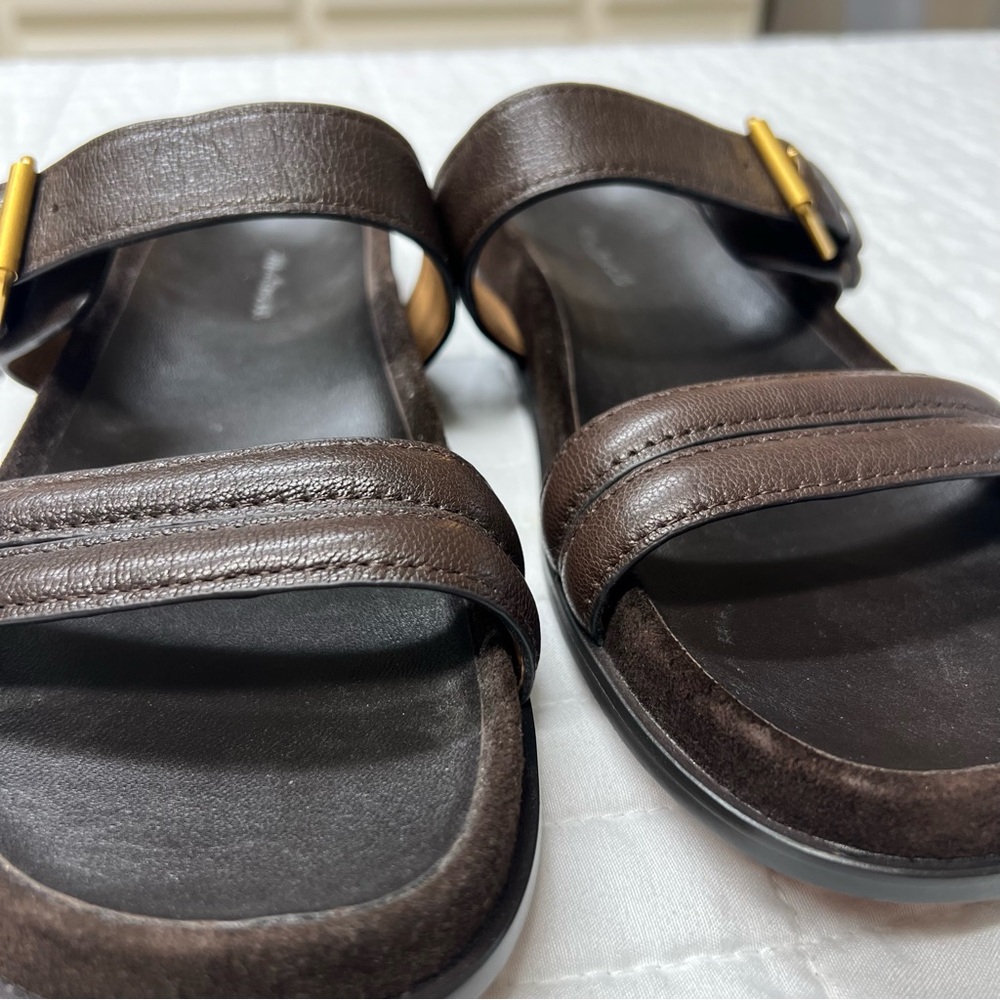 Madewell The Dara Double-Strap Slide Sandal in Dark Carob Brown Size 7.5 - Picture 9 of 12
